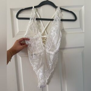 Asos White Lace Bodysuit with Adjustable Straps